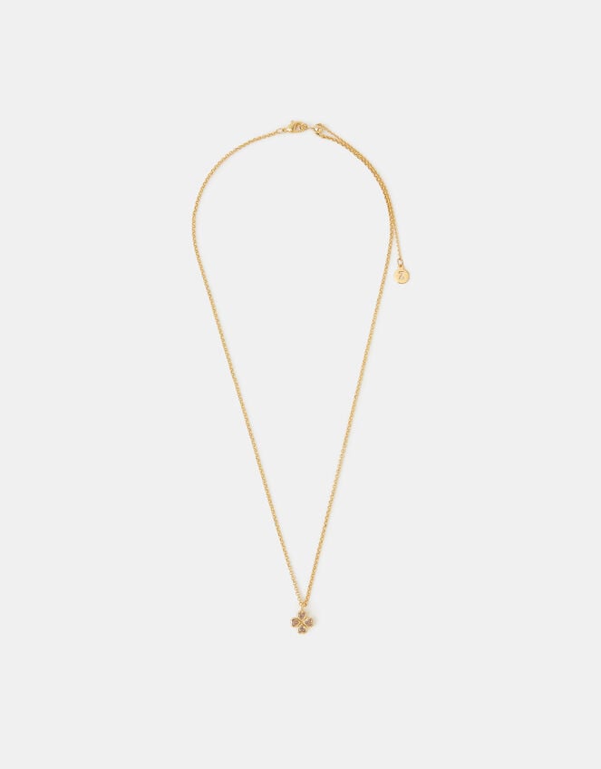 14ct Gold-Plated Clover Heart Pendant Necklace, , large