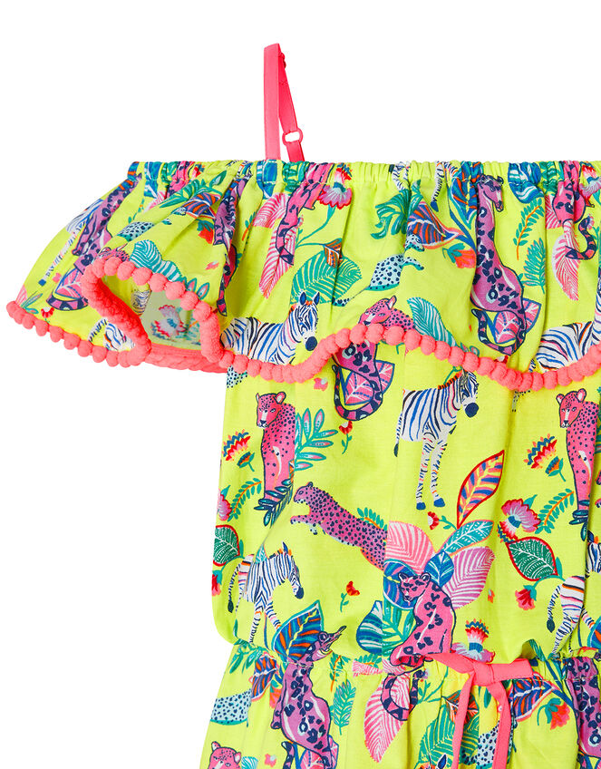 Wild Jungle Printed Bardot Playsuit, Multi (BRIGHTS-MULTI), large