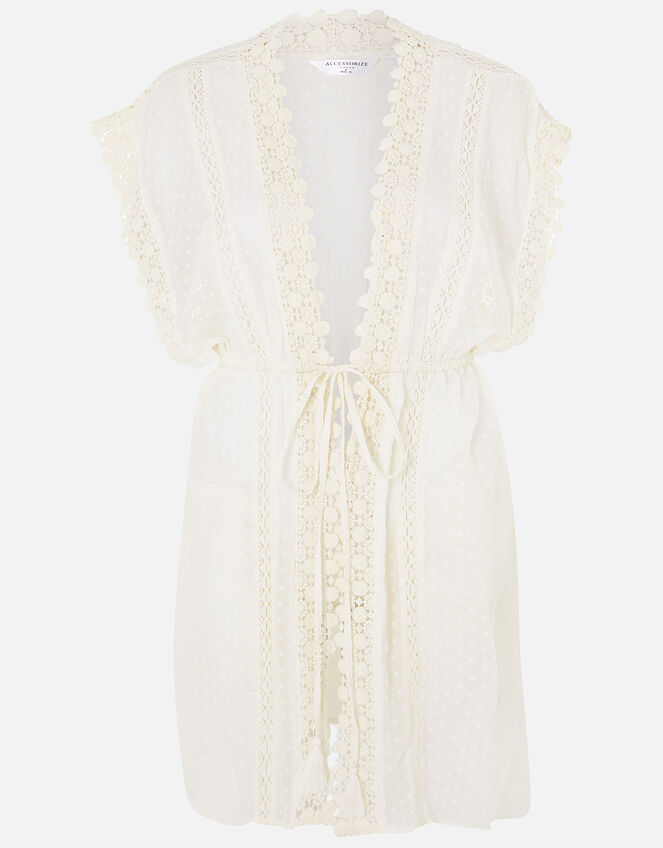 Dobby Chiffon and Lace Kaftan, Ivory (IVORY), large