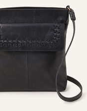 Leather Stitch Detail Messenger Bag, , large