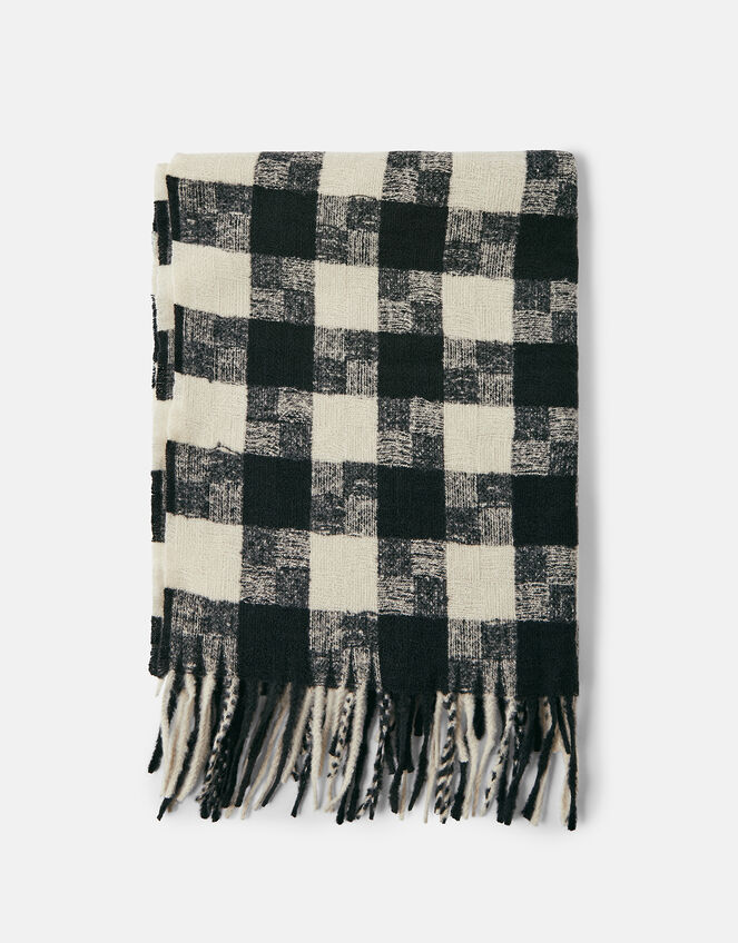 Luna Monochrome Check Blanket Scarf, , large