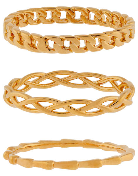 Gold-Plated Chain Ring Set Gold, Gold (GOLD), large
