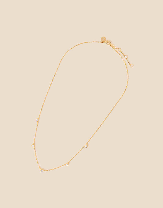 Gold-Plated Sparkle Station Necklace, , large