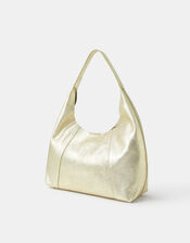 Slouchy Metallic Suede Shoulder Bag, , large