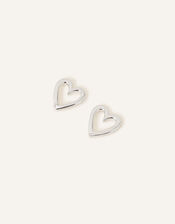 Sterling Silver Cut-Out Heart Studs, , large