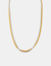 Stainless Steel Mixed Metal Omega Layered Necklace, , large