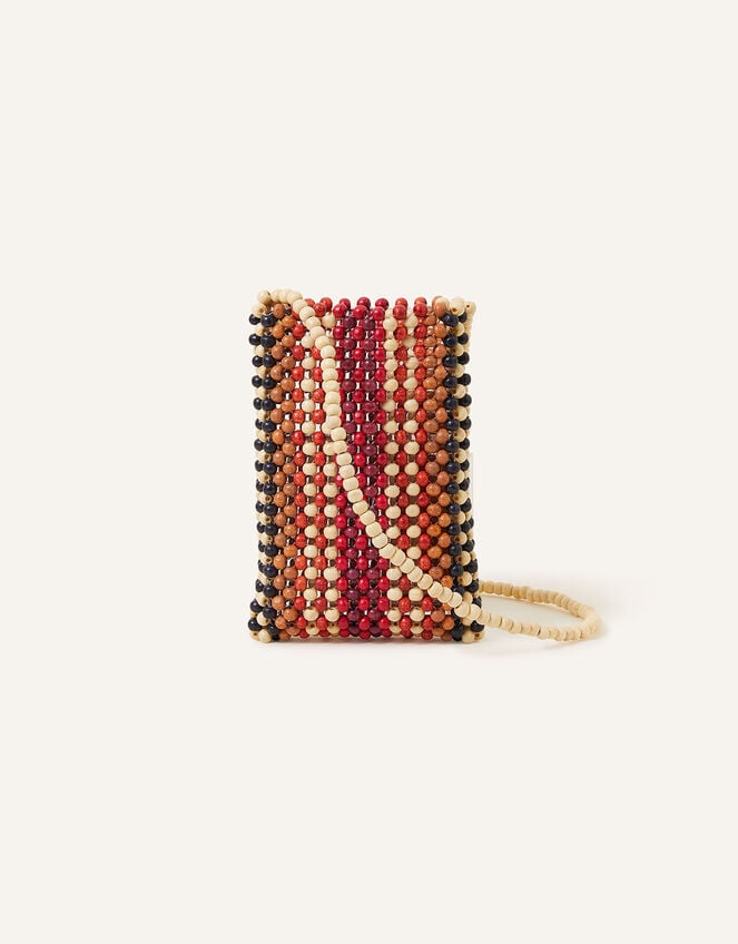 Wooden Beaded Phone Pouch, , large