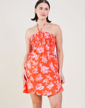 Fruity Floral Bandeau Dress, Orange (ORANGE), large