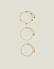 3-Pack Pearl Charm Chain Anklets, , large