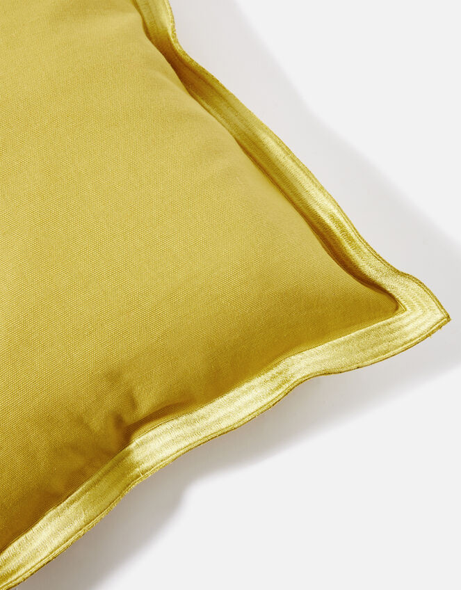 Embroidered Wide Edge Cushion Cover, Yellow (YELLOW), large