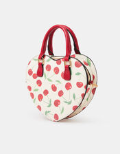 Cherry Print Heart Crossbody Bag, , large