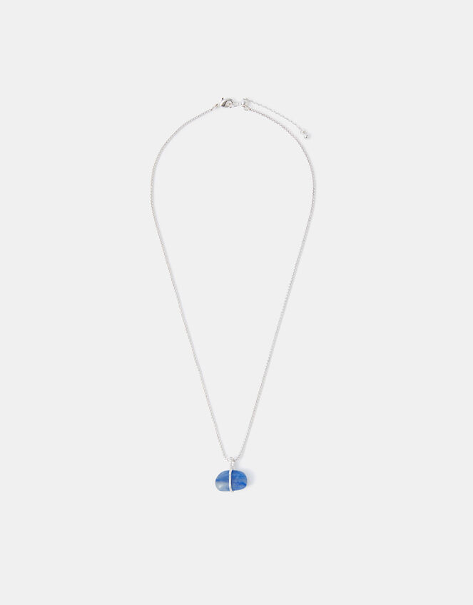 Sterling Silver-Plated Blue Quartz Pendant Necklace, , large