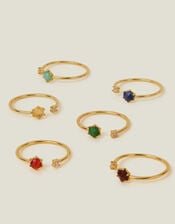 14ct Gold-Plated Adjustable Birthstone Ring, Gold (GOLD), large