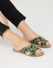 Amy Animal Crossover Sliders, Green (KHAKI), large