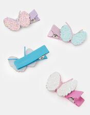 4-Pack Girls Sparkle Butterfly Hair Clips, , large
