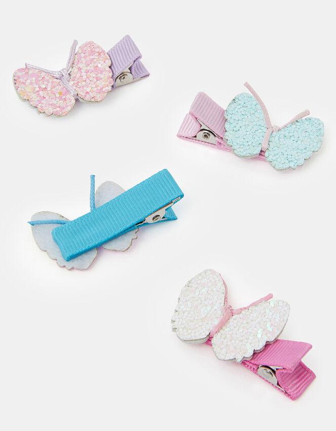 4-Pack Girls Sparkle Butterfly Hair Clips, , large