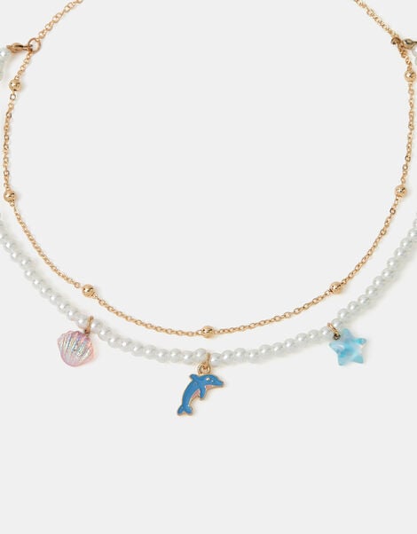 Girls Aquatic Animal Layered Necklace, , large