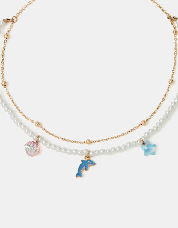Girls Aquatic Animal Layered Necklace, , large