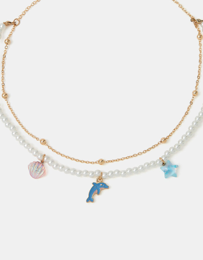 Girls Aquatic Animal Layered Necklace, , large