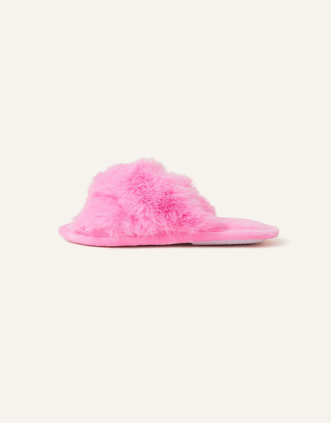 Girls Faux Fur Sliders Pink | Girls slippers | Accessorize UK