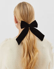 Velvet Bow Barrette Hair Clip, , large