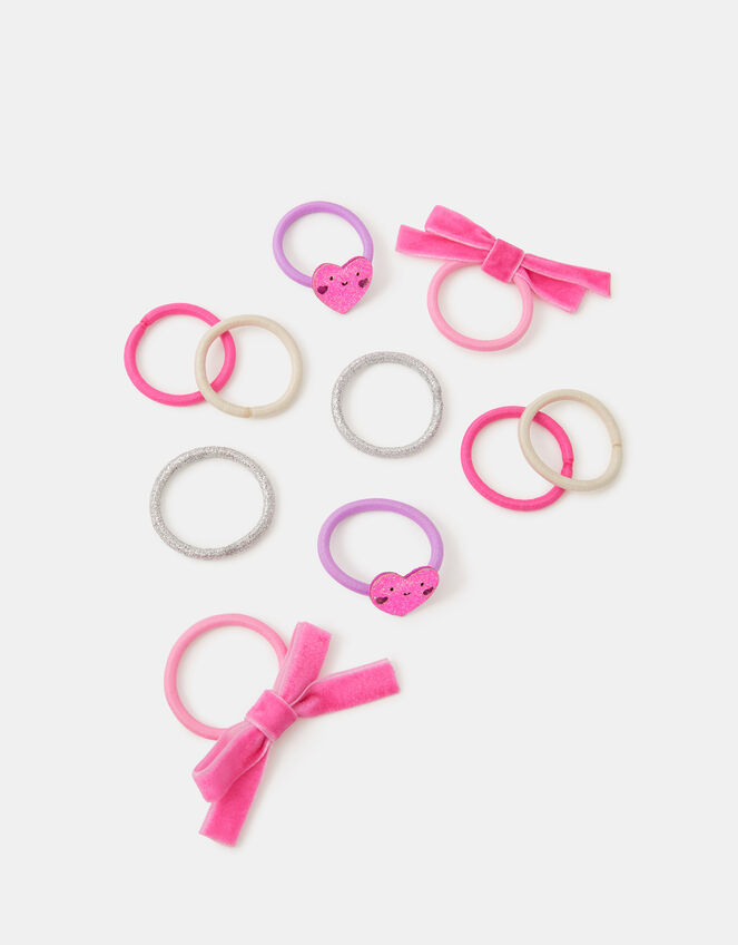 10-Pack Girls Bow & Heart Hair Bands, , large