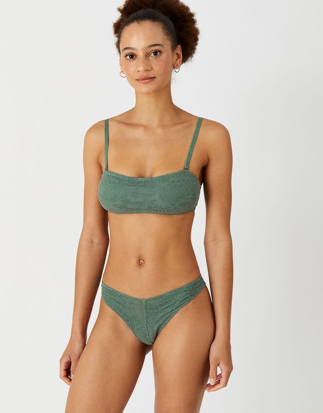 Lace Bandeau Bralet, Green (KHAKI), large