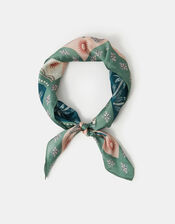 Palm Print Square Satin Scarf, , large