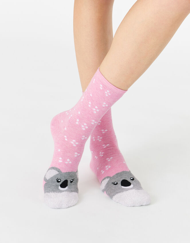 Kayla Koala Fluffy Face Socks , , large