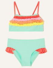 Kids Ruffle Bikini Set with Recycled Polyester, Multi (BRIGHTS-MULTI), large