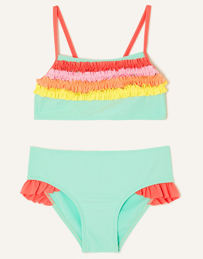 Kids Ruffle Bikini Set with Recycled Polyester, Multi (BRIGHTS-MULTI), large