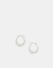 Sterling Silver-Plated Sparkle Horseshoe Earrings, , large
