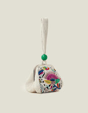 Floral Beaded Duffle Bag, , large