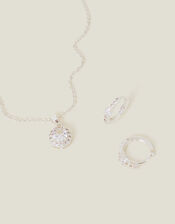 Sterling Silver-Plated Crystal Jewellery Set, , large