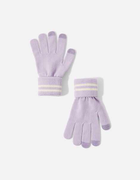 Varsity Stripe Gloves Purple, Purple (LILAC), large