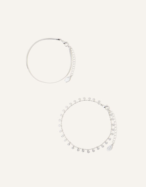 Coin and Snake Chain Anklets Set of Two , , large