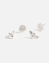 Sterling Silver Bee Stud Earring Set, , large
