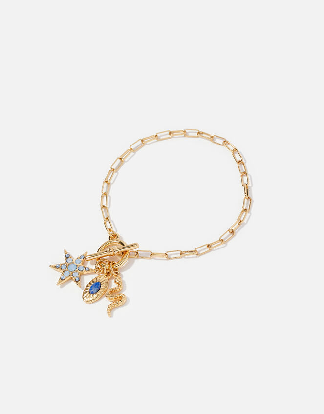 Gold-Plated Talisman T-Bar Bracelet, , large