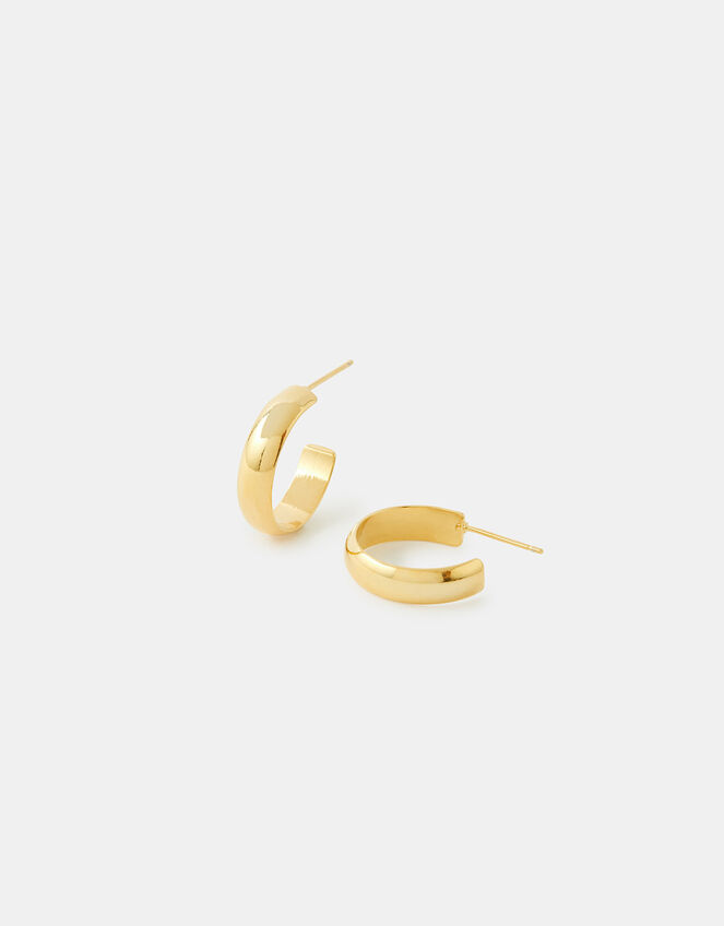 Gold-Plated Plain Chunky Hoop Earrings, , large