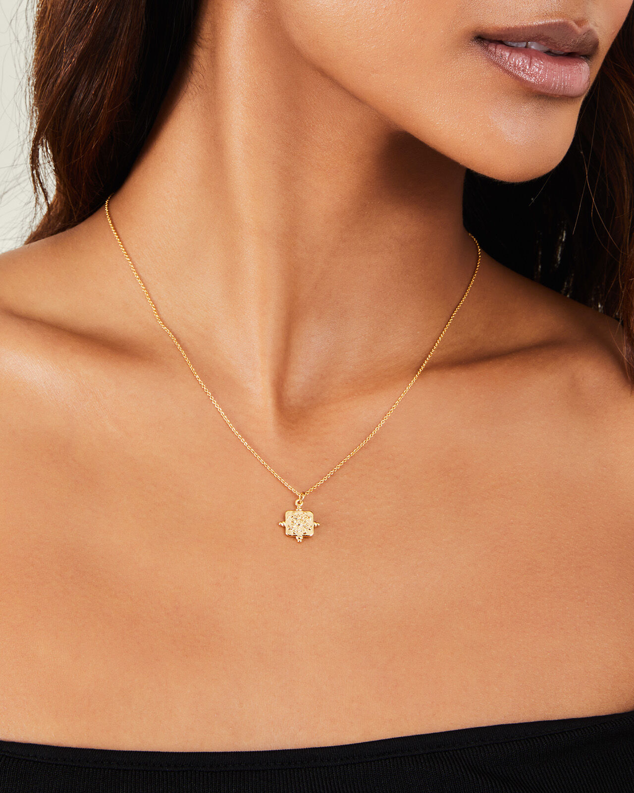 Gold plated square clearance necklace