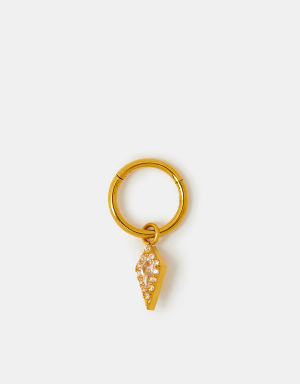 14ct Gold-Plated Surgical Steel Lozenge Hoop Earring, , large