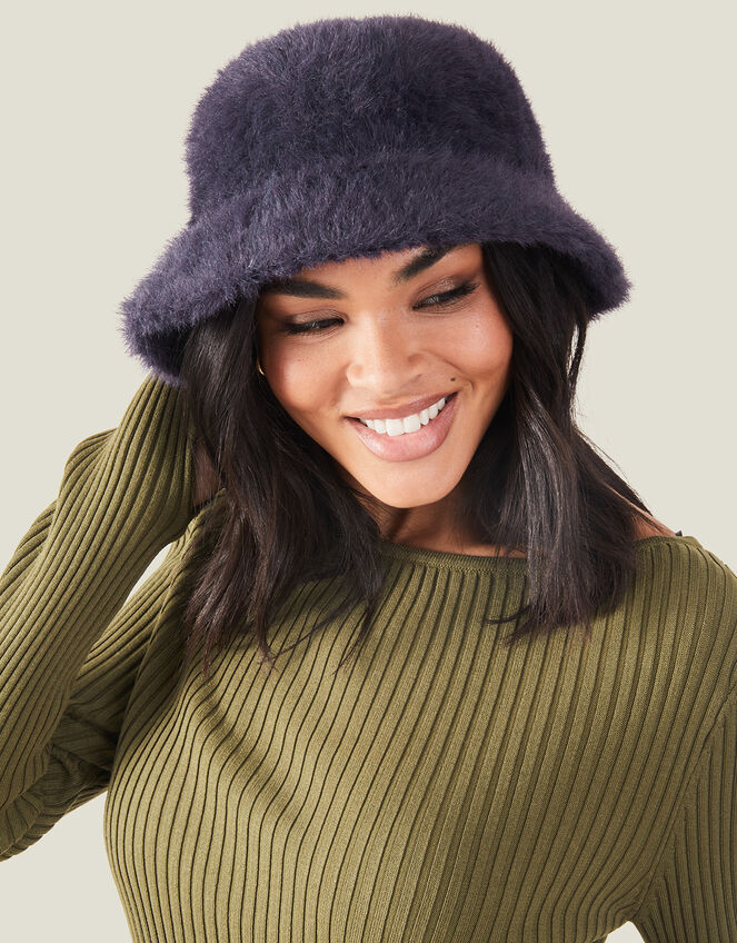Fluffy Bucket Hat, Blue (NAVY), large