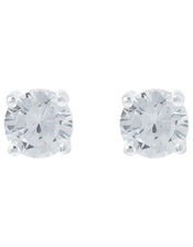 Sterling Silver Round Cut Solitaire Earrings, , large