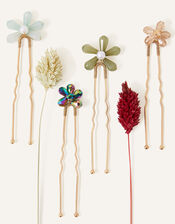 Beaded Flower Hair Pins 4 Pack, , large