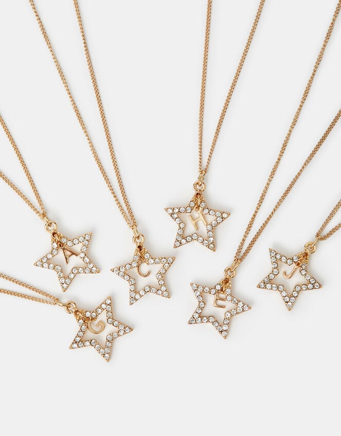 Girls Initial Star Pendant Necklace, Gold (GOLD), large