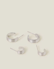 2-Pack Platinum-Plated Stainless Steel Huggie Hoops, , large