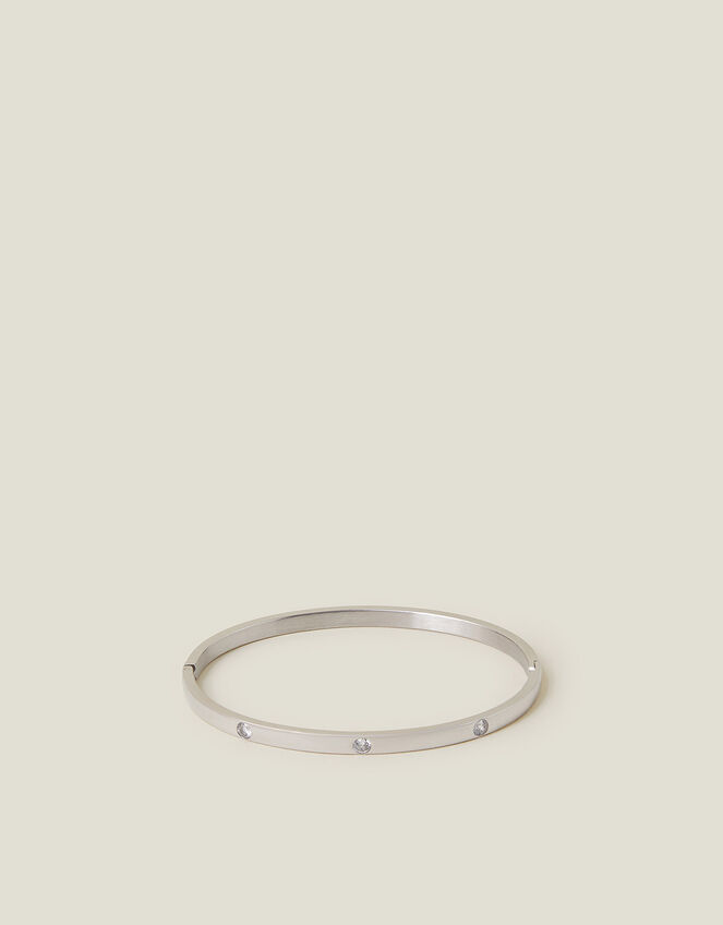 Platinum-Plated Stainless Steel Diamante Arm Cuff, , large
