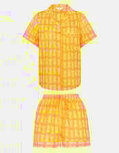Pineapple Print Short Pyjamas Set, Yellow (YELLOW), large