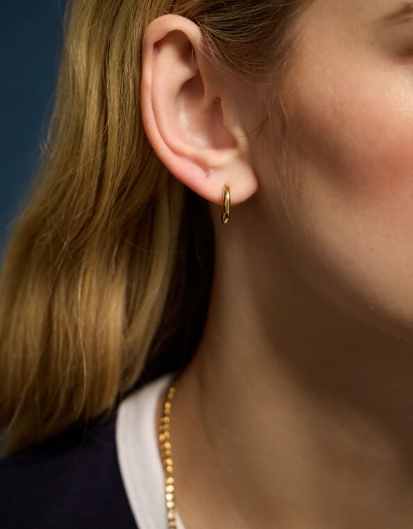 14ct Gold-Plated Huggie Hoop Earrings, , large