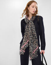 Lightweight Leopard Print Scarf, , large
